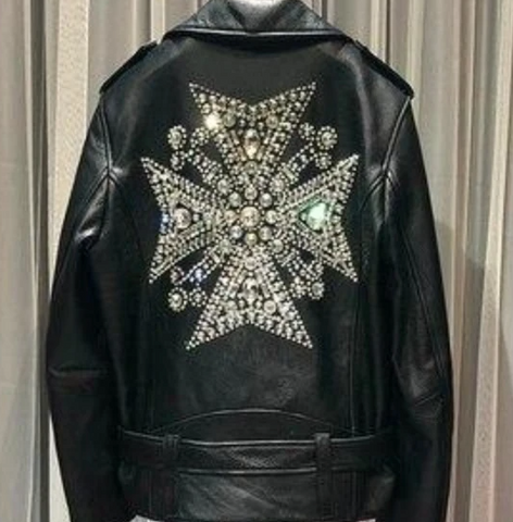 CHER Leather Jacket with Cross