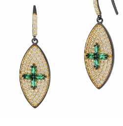 NOVELTY CROSS Emerald Marquise Drop Earrings