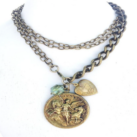 GODDESS MEDALLION Handmade Vintage Necklace