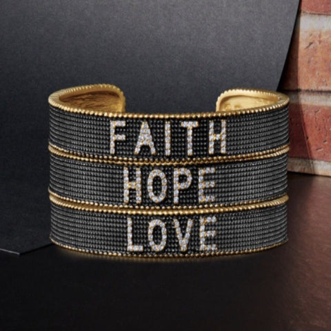 FAITH HOPE LOVE Designer Cuff Bracelet