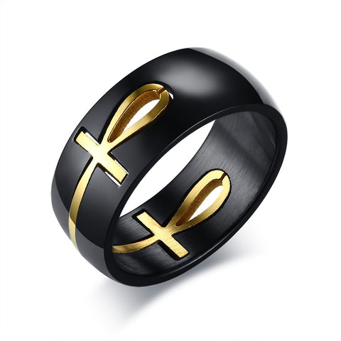 SEF Men's Ankh Cross Prayer Ring