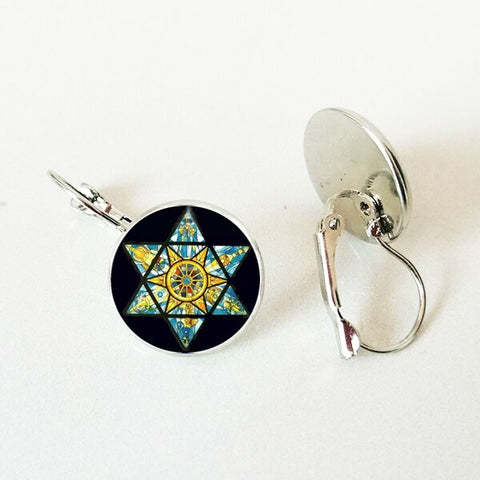 MAGEN STAR Pentagram Glass Earrings