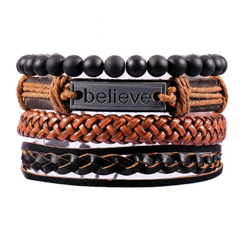 BELIEVE Leather Spiritual Bracelet for Men