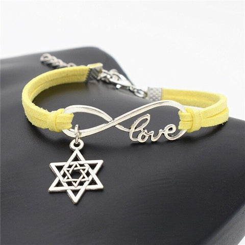 I LOVE DAVID Judaic Leather Charm Bracelet