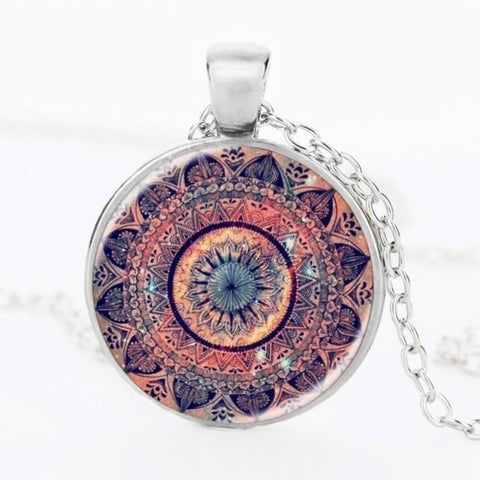 SAY OM Vintage Glass Mandala Necklace