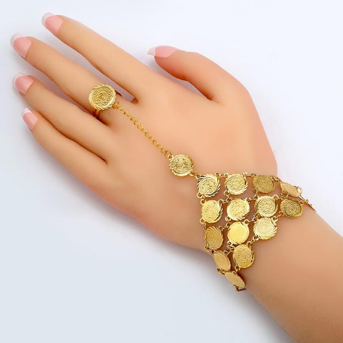 GAMILA Womens Coin Bracelet Ring Set