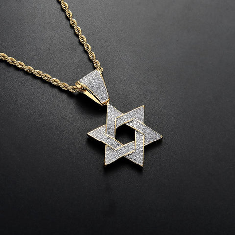 STAR OF DAVID Diamond-like CZ Pendant Necklace