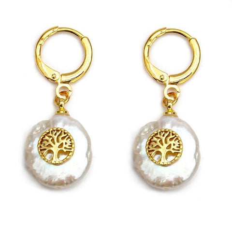 SACRED TREE Pearl Drop Earrings