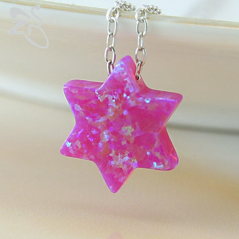 OPAL MAGEN STAR Sterling Silver Pendant Necklace