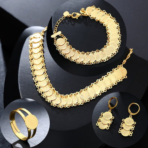 MALIKA Gold Coin 4 piece jewelry set